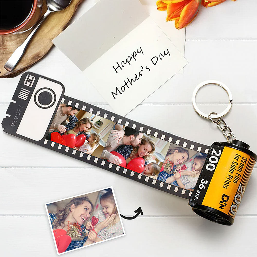 Custom Photo Film Roll Keychain Father's Day Gift Engravable Shell
