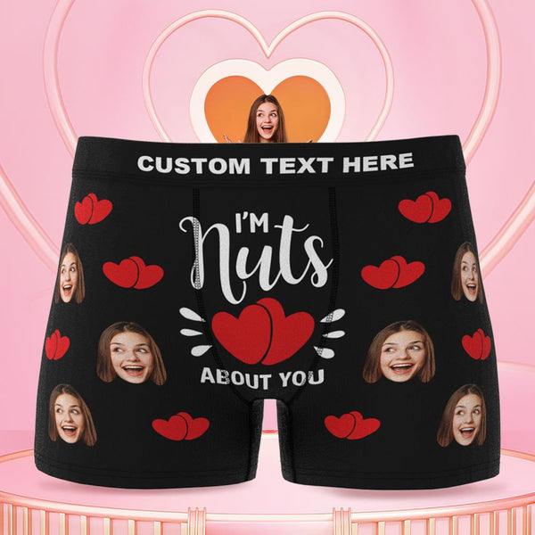 Custom Boxers Briefs with Face,Personalized I'm Nuts About You