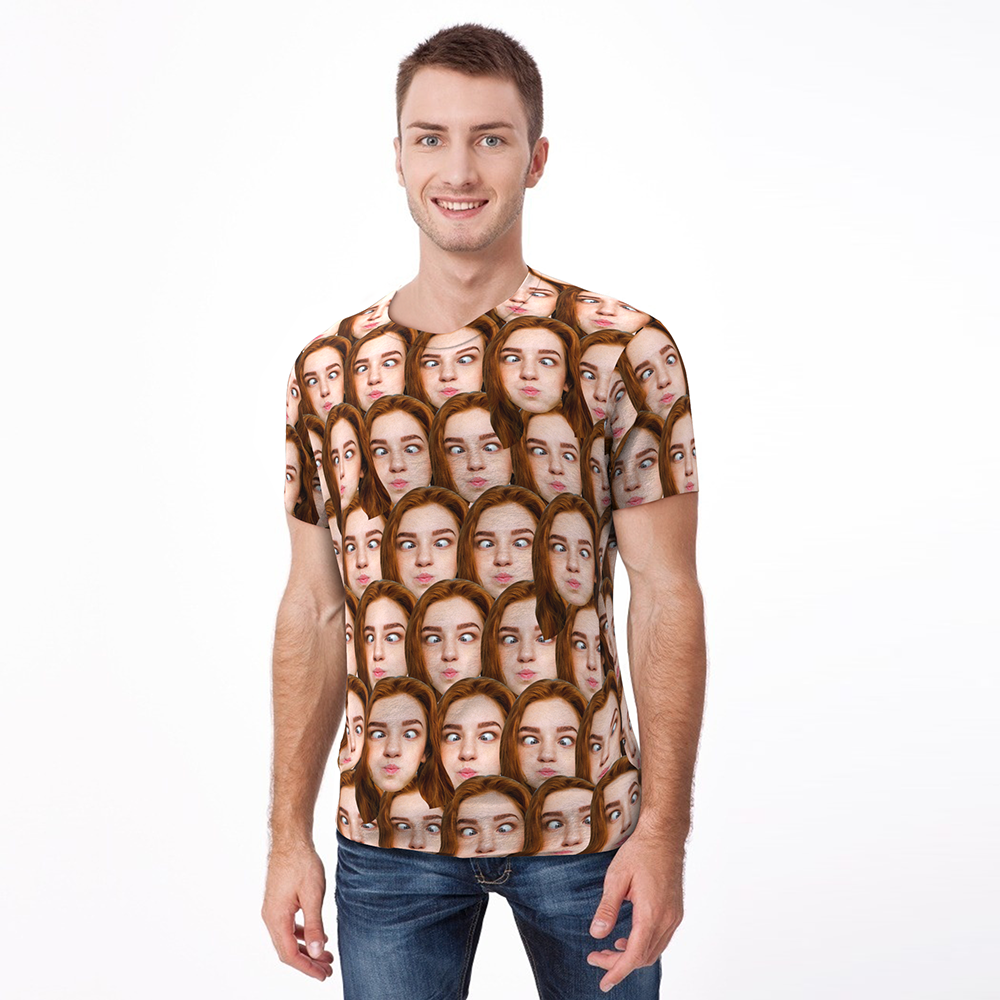 Custom T shirt My Face All Over Print Tee Mash Face Men