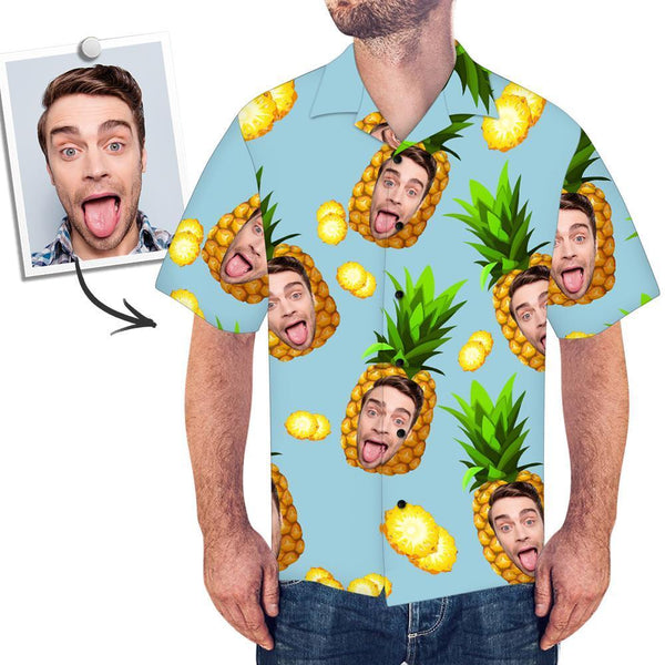 Custom Pet Face Pineapple Hawaiian Shirt For Men - VinCo Hawaiian Shirts