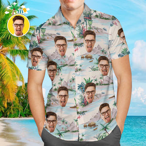 Custom Pet Face Pineapple Hawaiian Shirt For Men - VinCo Hawaiian Shirts